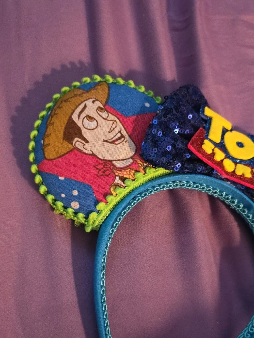 Toy Story Inspired Blue Sequin Bow Headband